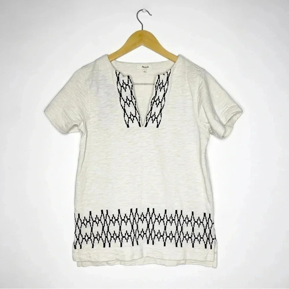 Madewell Boxstitch Slub White Top Short Sleeve Size Small - Picture 2 of 5